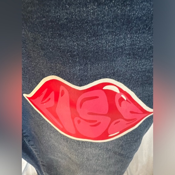 Women's Blue Jeans with Red Heart Accents - Picture 5 of 10